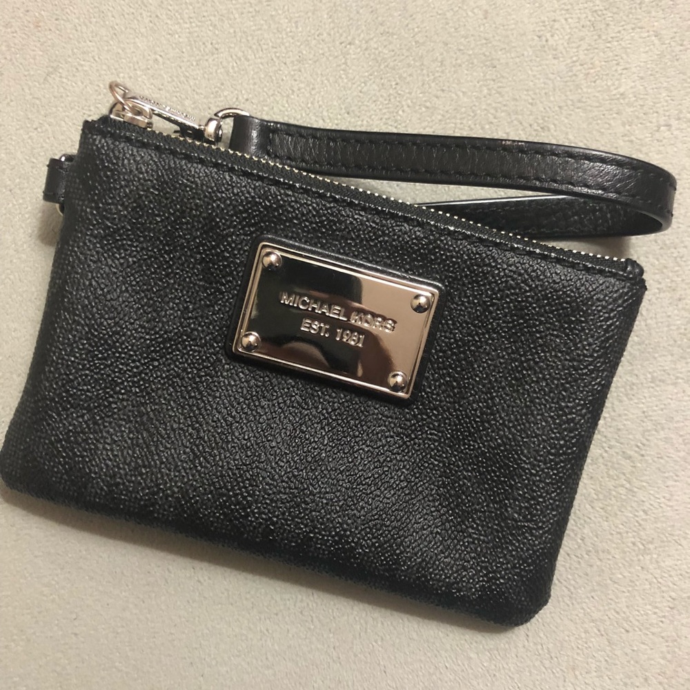 Black and silver Michael Kors wristlet wallet